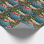 Elegant roze flamingo tropisch paradijs cadeaupapier (Hoek)