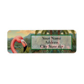 Elegant roze flamingo tropisch paradijs etiket (Voorkant)