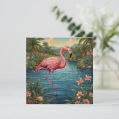 Elegant roze flamingo tropisch paradijs kaart (Staand voorkant)