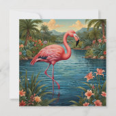 Elegant roze flamingo tropisch paradijs kaart (Voorkant)