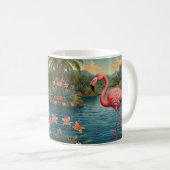 Elegant roze flamingo tropisch paradijs koffiemok (Voorkant rechts)