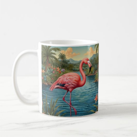Elegant roze flamingo tropisch paradijs koffiemok (Links)