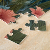 Elegant roze flamingo tropisch paradijs legpuzzel (Zijkant)