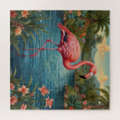 Elegant roze flamingo tropisch paradijs legpuzzel (Horizontaal)