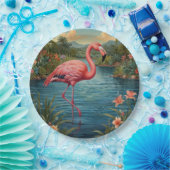 Elegant roze flamingo tropisch paradijs papieren bordje (Feest)