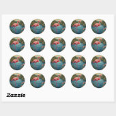 Elegant roze flamingo tropisch paradijs ronde sticker (Vel)