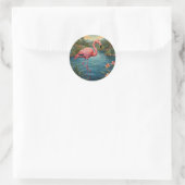 Elegant roze flamingo tropisch paradijs ronde sticker (Tas)