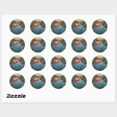 Elegant roze flamingo tropisch paradijs ronde sticker (Vel)