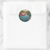 Elegant roze flamingo tropisch paradijs ronde sticker (Tas)