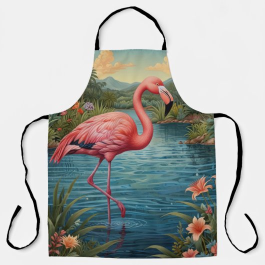 Elegant roze flamingo tropisch paradijs schort (Voorkant)