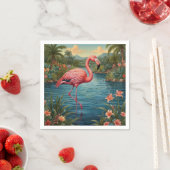 Elegant roze flamingo tropisch paradijs servet (Insitu)