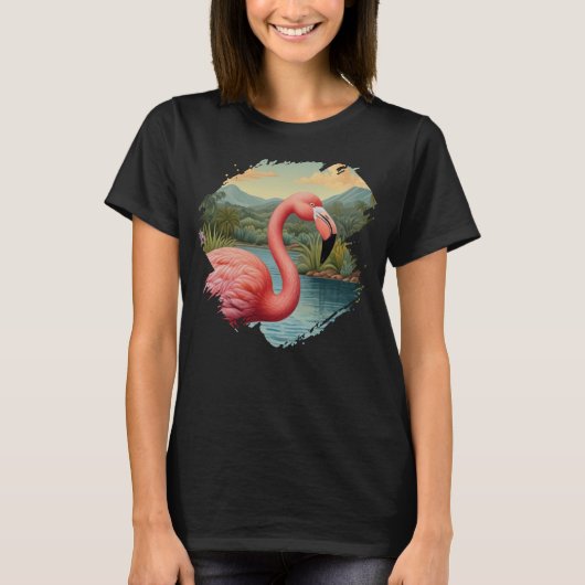 Elegant roze flamingo tropisch paradijs t-shirt (Voorkant)