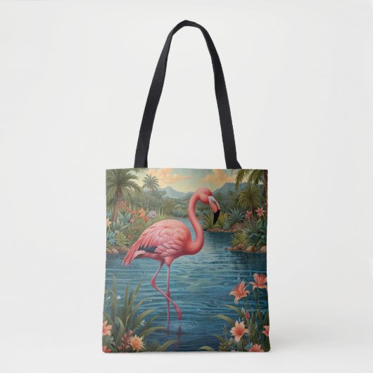 Elegant roze flamingo tropisch paradijs tote bag (Voorkant)