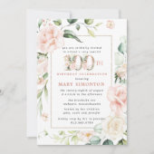 Elegant roze Floral 100e verjaardag Kaart (Voorkant)