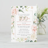 Elegant roze Floral 100e verjaardag Kaart (Staand voorkant)