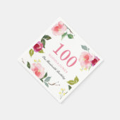 Elegant  Roze Floral 100e verjaardag Servetten (Hoek)
