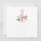 elegant roze floral 1e verjaardag multi-foto (Achterkant)