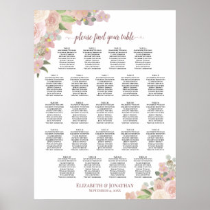 Elegant roze Floral 23 Tafel - Buurzentaart Poster