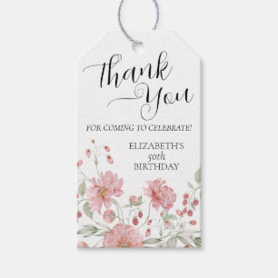 Elegant roze Floral 500 jaar geleden Dank je wel Cadeaulabel