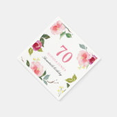 Elegant  Roze Floral 70e verjaardag Servetten (Hoek)