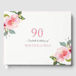 Elegant roze Floral 90th Birthday Party Gastenboek<br><div class="desc">Elegant roze Floral 90th Birthday Party Guest Book For matching set see Niche and Nest Store</div>