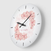 Elegant roze Floral Aangepaste Naam | Wandklok (Hoek)