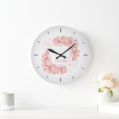 Elegant roze Floral Aangepaste Naam | Wandklok (Huis)