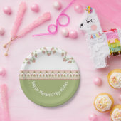 Elegant roze Floral Accented Round Papieren Bordje (Feest)