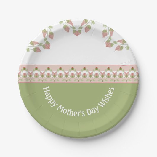 Elegant roze Floral Accented Round Papieren Bordje (Voorkant)