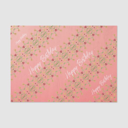 Elegant roze Floral Accented Tissuepapier (Voorkant)