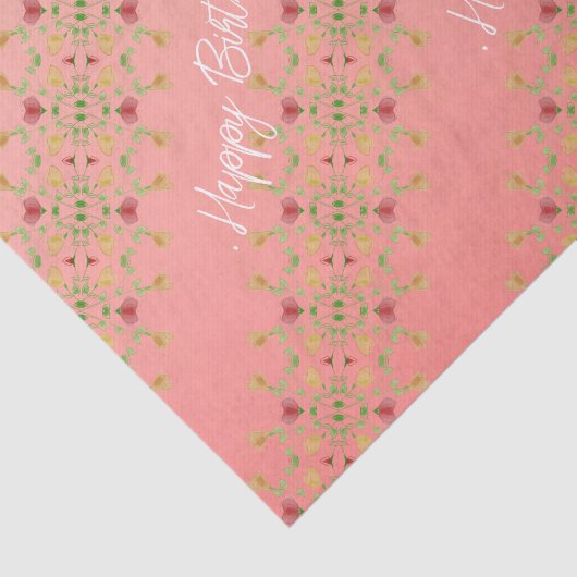 Elegant roze Floral Accented Tissuepapier (Detail)