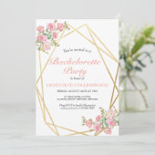 Elegant roze Floral Bachelorette Party Kaart (Staand voorkant)