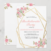 Elegant roze Floral Bachelorette Party Kaart (Voorkant / Achterkant)