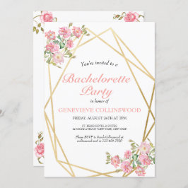 Elegant roze Floral Bachelorette Party Kaart