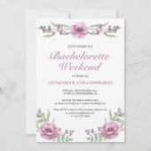 Elegant roze Floral Bachelorette Weekend Itinerary Kaart (Voorkant)