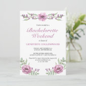 Elegant roze Floral Bachelorette Weekend Itinerary Kaart (Staand voorkant)