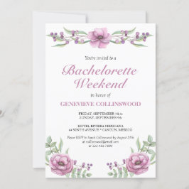 Elegant roze Floral Bachelorette Weekend Itinerary Kaart