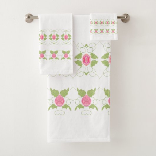 Elegant roze Floral Bad Handdoek (Insitu)