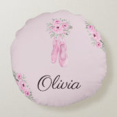 Elegant roze Floral Ballerina Persoonlijke benamin Rond Kussen (Achterkant)