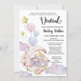 Elegant roze Floral-ballonnen Virtueel Baby shower Kaart