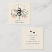 Elegant roze Floral bee Vierkante Visitekaartje (Voorkant / Achterkant)