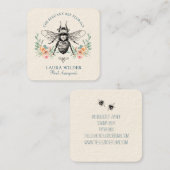 Elegant roze Floral bee Vierkante Visitekaartje (Voorkant / Achterkant)