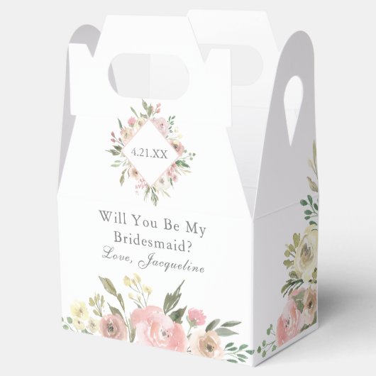 Elegant Roze Floral ben je mijn Bridesmaid? Bedankdoosjes (Geopend)