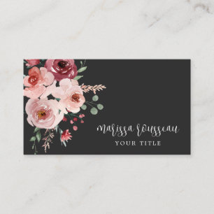 Elegant roze Floral Black Visitekaartje