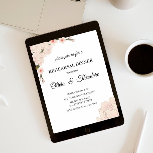 Elegant roze Floral Blossom repesal Dinner Kaart