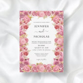 Elegant roze Floral Border Boho Wedding Kaart