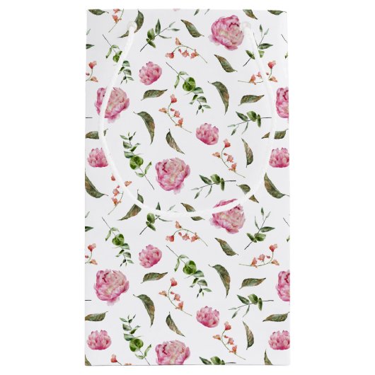 Elegant roze Floral botanisch patroon Klein Cadeauzakje (Achterkant)