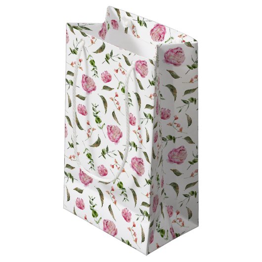 Elegant roze Floral botanisch patroon Klein Cadeauzakje (Voorkant Gekanteld)