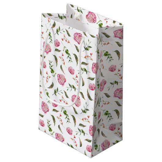 Elegant roze Floral botanisch patroon Klein Cadeauzakje (Achterkant Gekanteld)