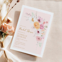 Elegant Roze Floral Bridal Shower Kaart